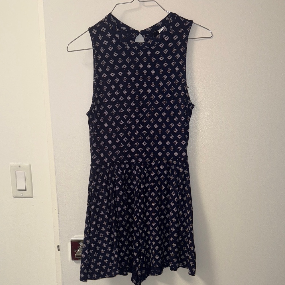 H&M Dark Blue Geometric Romper
